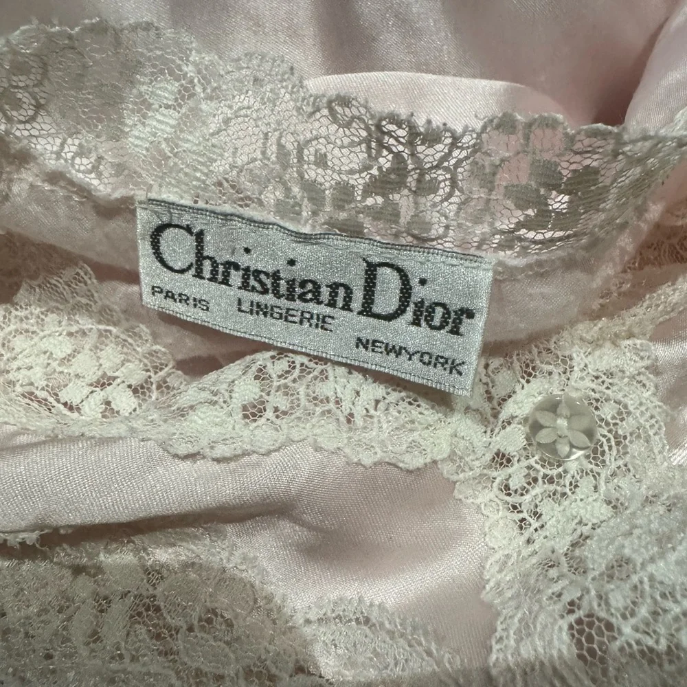 1980s Christian Dior Lace & Open Weave Embellishment Nightgown‎ - Picture 9 of 11
